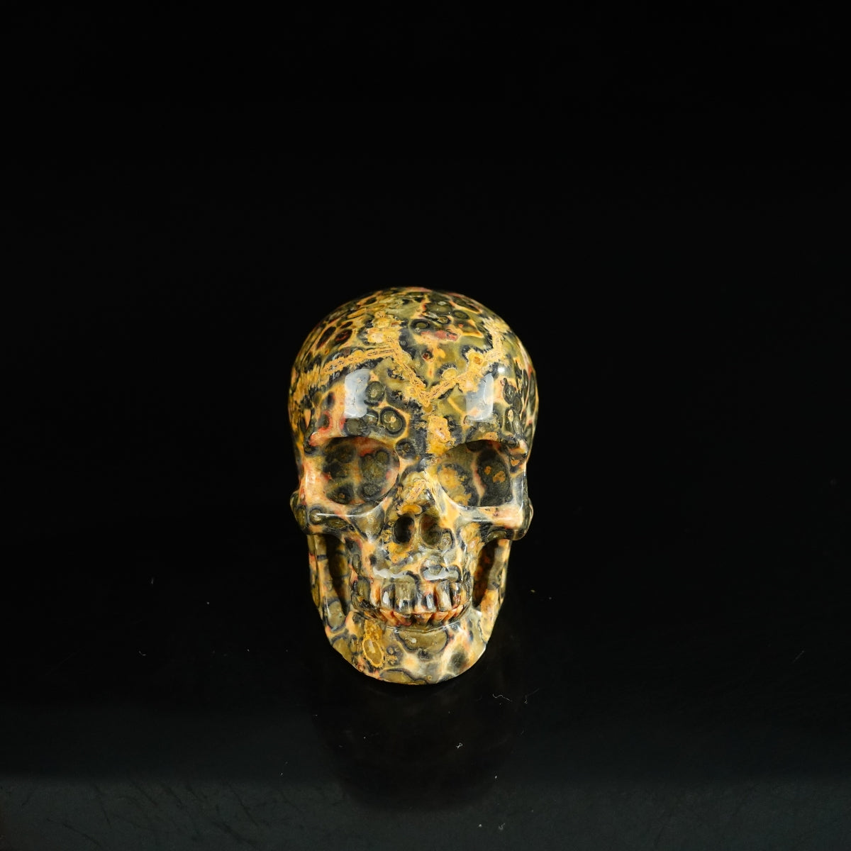 2.2" Red Leopard skin stone Crystal Skull Carving - Unique Piece #LS16
