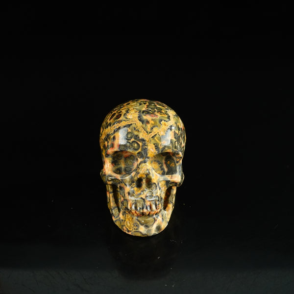 2.2" Red Leopard skin stone Crystal Skull Carving - Unique Piece #LS16