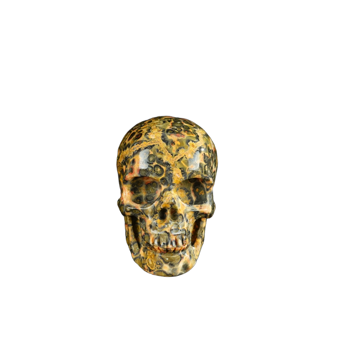 2.2" Red Leopard skin stone Crystal Skull Carving - Unique Piece #LS16