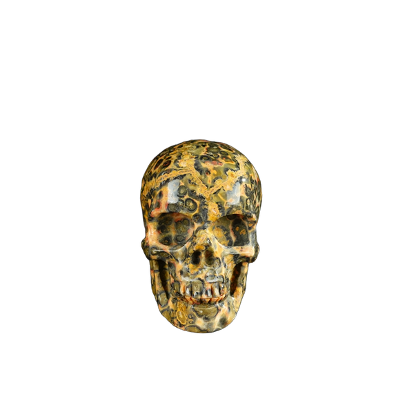 2.2" Red Leopard skin stone Crystal Skull Carving - Unique Piece #LS16