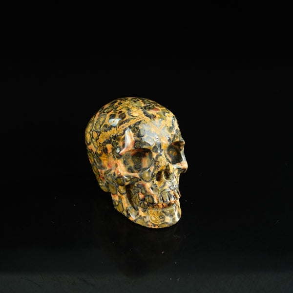 2.2" Red Leopard skin stone Crystal Skull Carving - Unique Piece #LS16 - alternate view