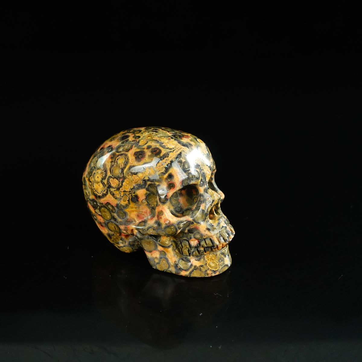 2.2" Red Leopard skin stone Crystal Skull Carving - Unique Piece #LS16