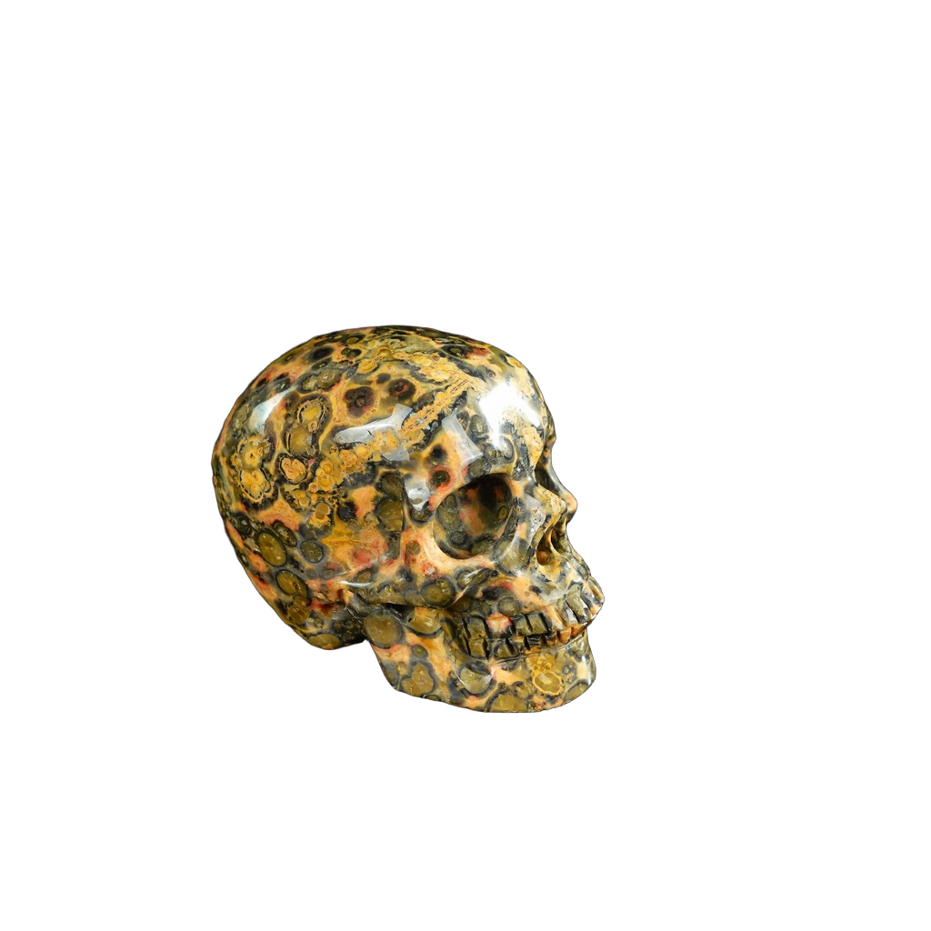 2.2" Red Leopard skin stone Crystal Skull Carving - Unique Piece #LS16