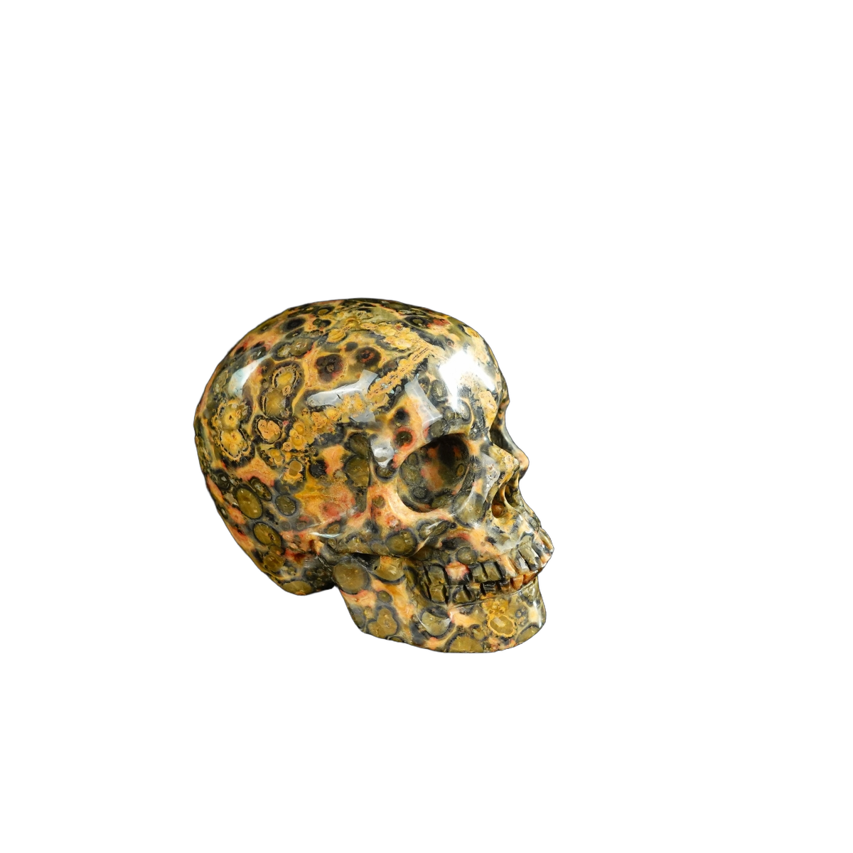 2.2" Red Leopard skin stone Crystal Skull Carving - Unique Piece #LS16