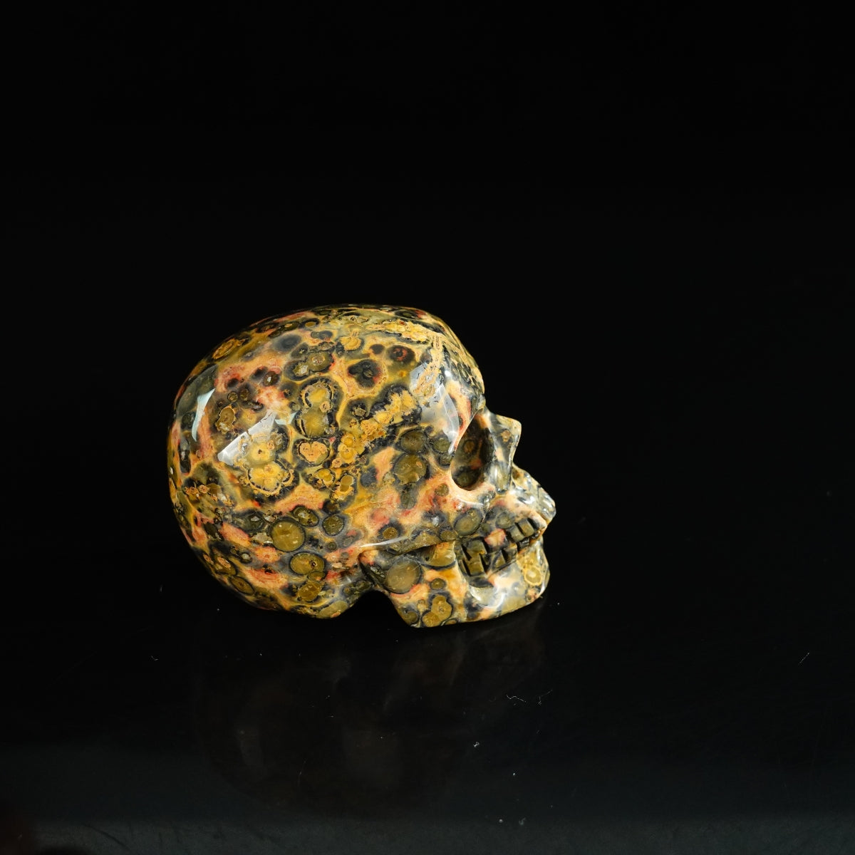 2.2" Red Leopard skin stone Crystal Skull Carving - Unique Piece #LS16