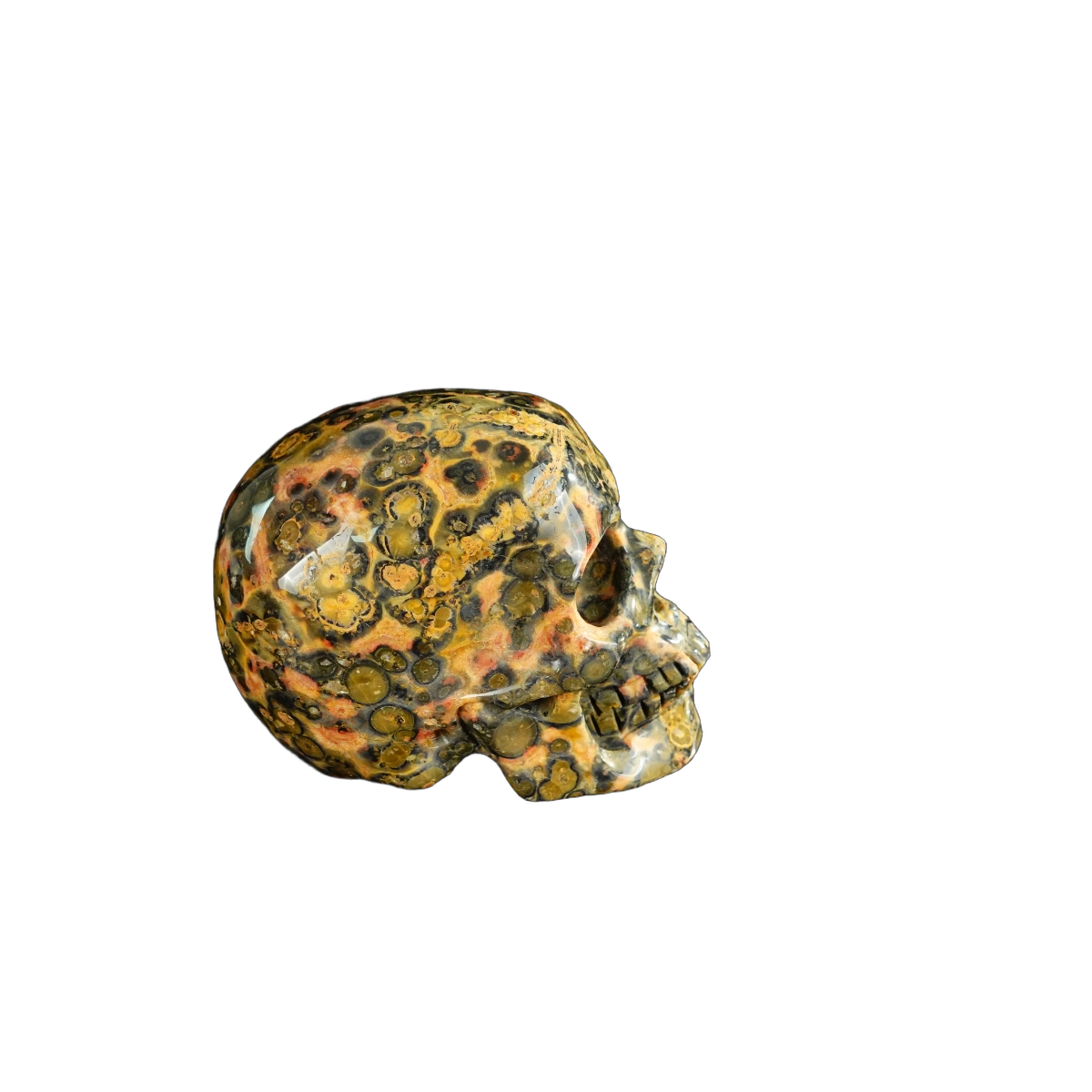 2.2" Red Leopard skin stone Crystal Skull Carving - Unique Piece #LS16