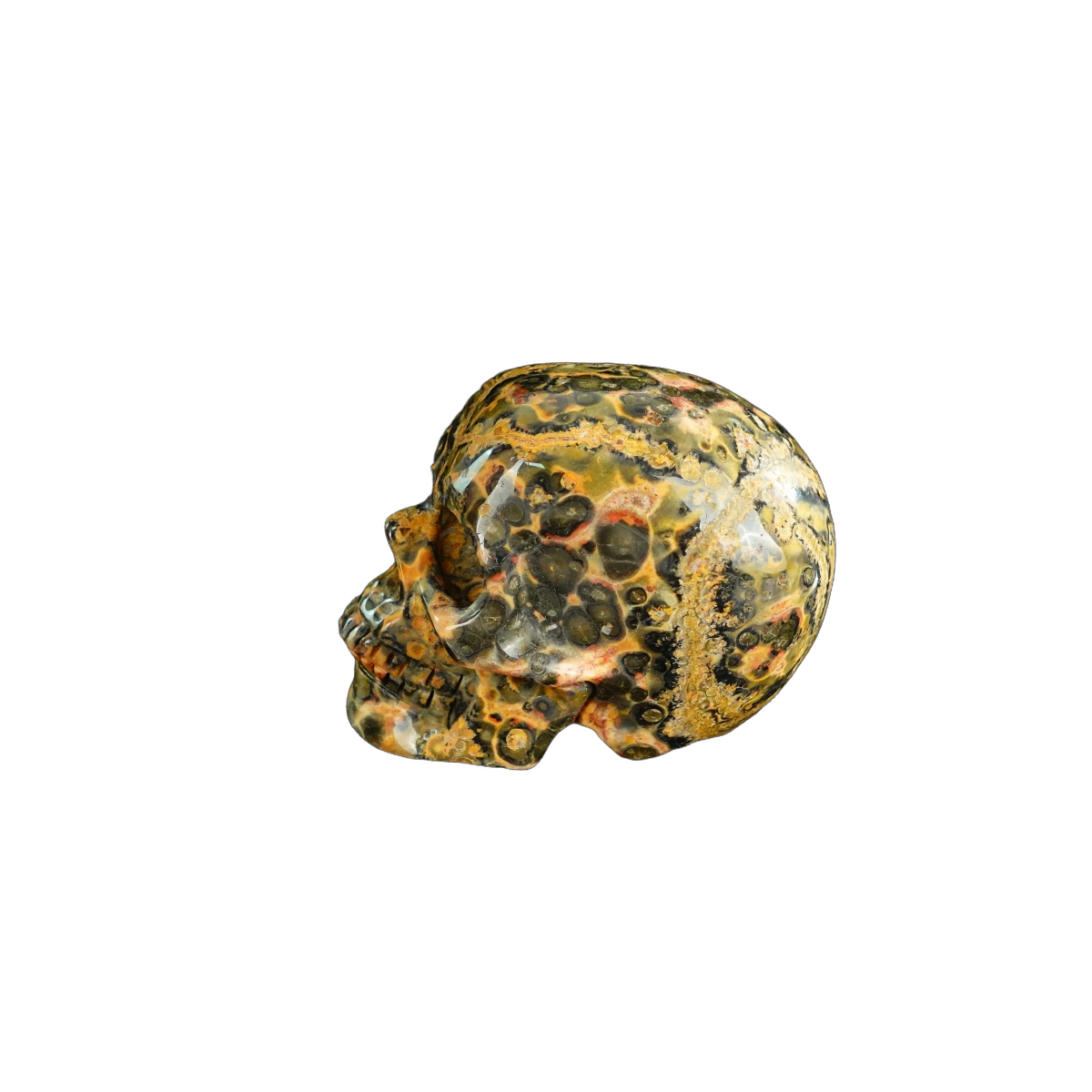 2.2" Red Leopard skin stone Crystal Skull Carving - Unique Piece #LS16