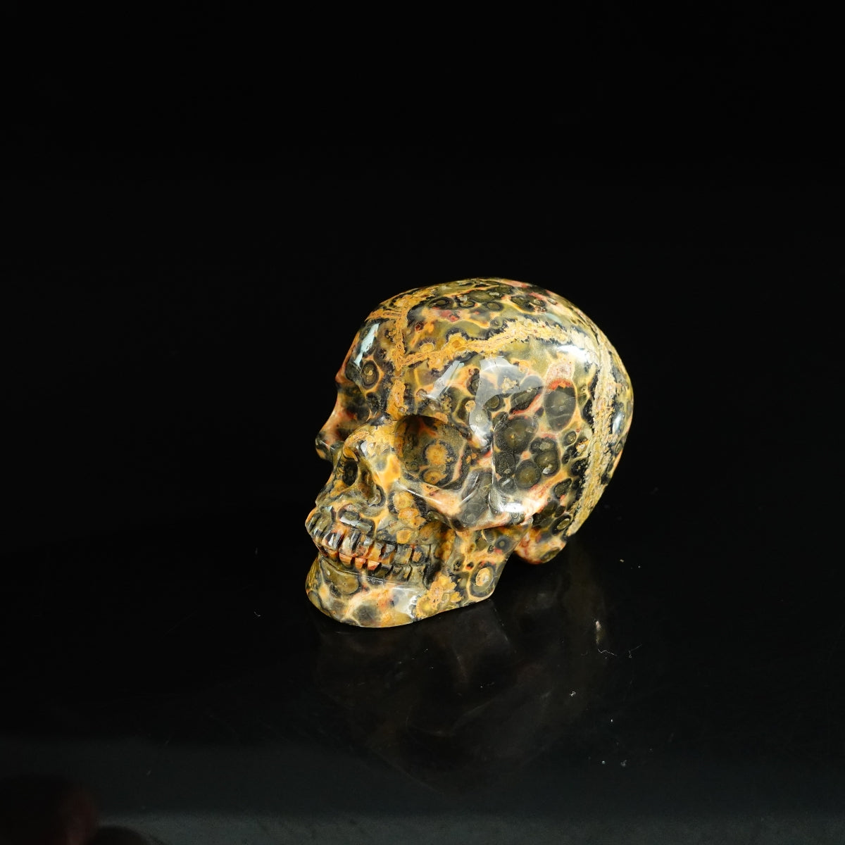 2.2" Red Leopard skin stone Crystal Skull Carving - Unique Piece #LS16