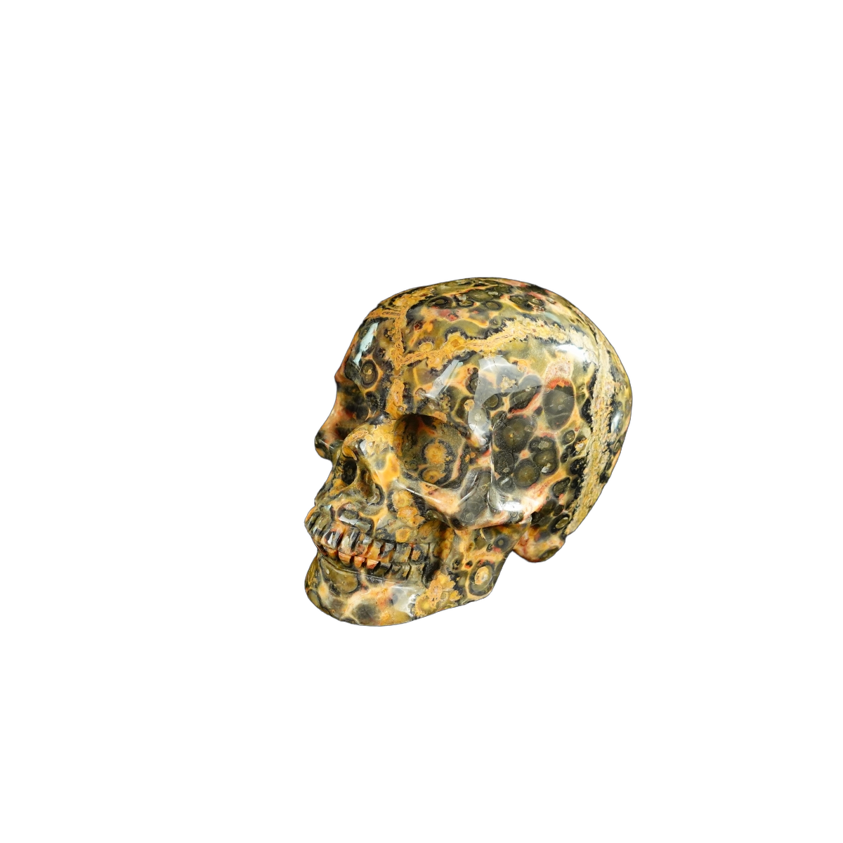 2.2" Red Leopard skin stone Crystal Skull Carving - Unique Piece #LS16
