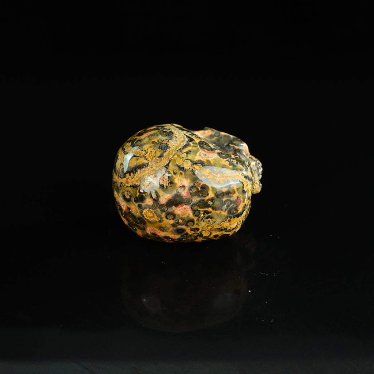2.2" Red Leopard skin stone Crystal Skull Carving - Unique Piece #LS16