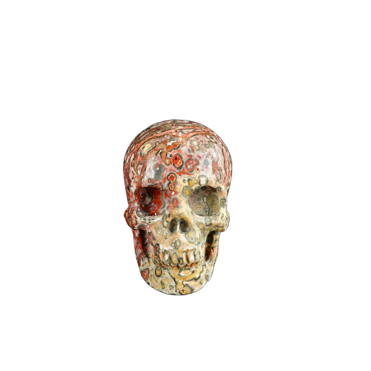 2.2" Red Leopard skin stone Crystal Skull Carving - Unique Piece #LS17