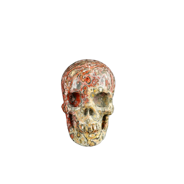 2.2" Red Leopard skin stone Crystal Skull Carving - Unique Piece #LS17