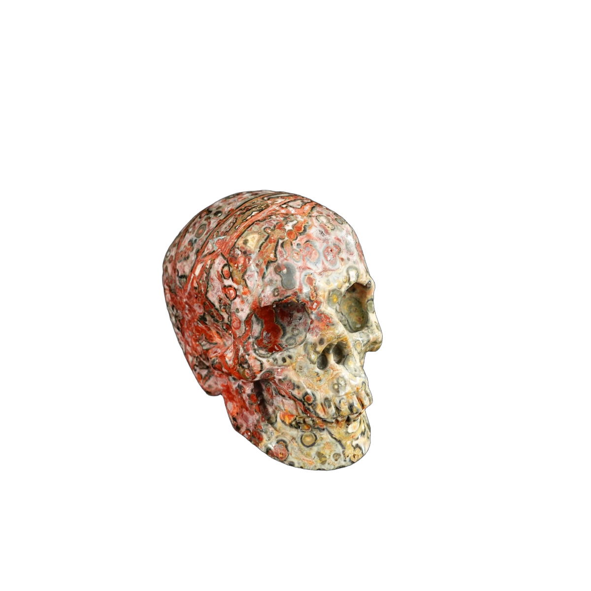 2.2" Red Leopard skin stone Crystal Skull Carving - Unique Piece #LS17