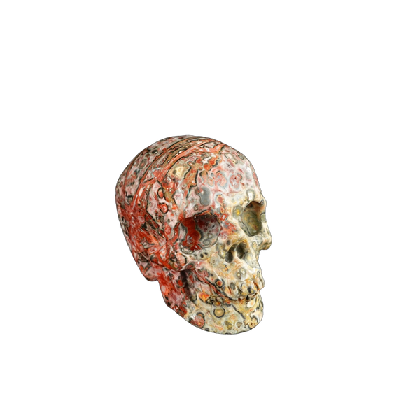2.2" Red Leopard skin stone Crystal Skull Carving - Unique Piece #LS17 - alternate view