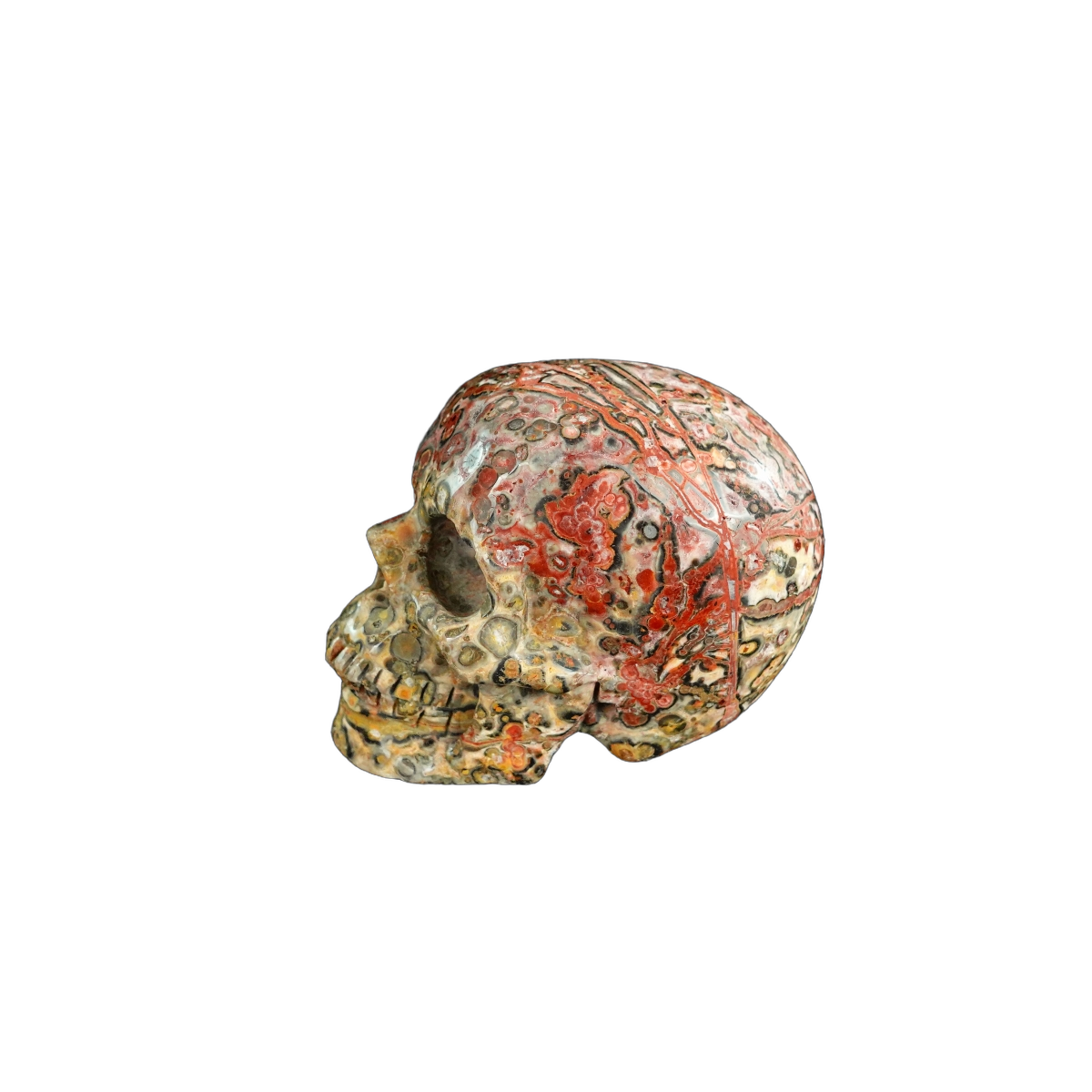 2.2" Red Leopard skin stone Crystal Skull Carving - Unique Piece #LS17