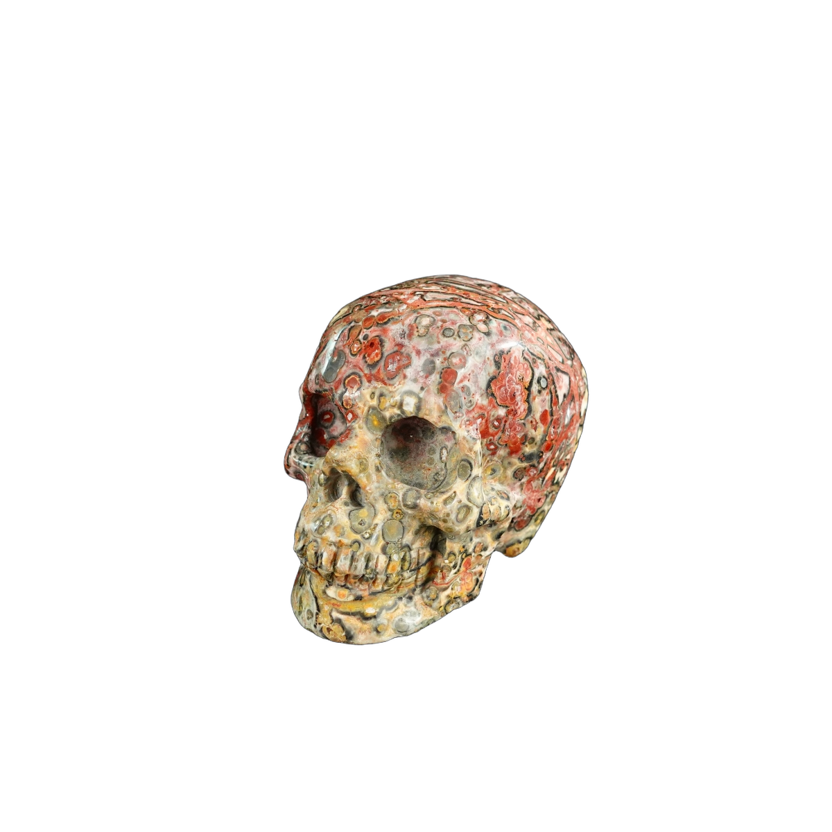 2.2" Red Leopard skin stone Crystal Skull Carving - Unique Piece #LS17