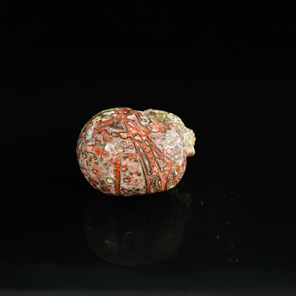 2.2" Red Leopard skin stone Crystal Skull Carving - Unique Piece #LS17