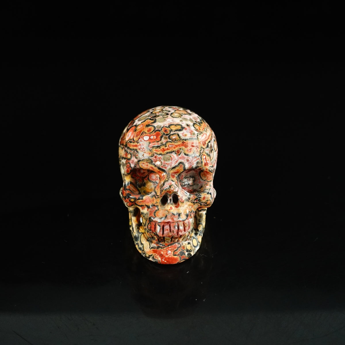 2.2" Red Leopard skin stone Crystal Skull Carving - Unique Piece #LS18