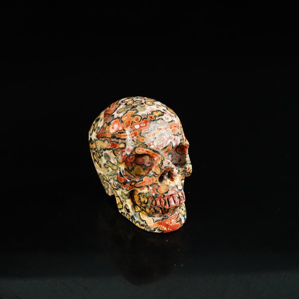 2.2" Red Leopard skin stone Crystal Skull Carving - Unique Piece #LS18 - alternate view