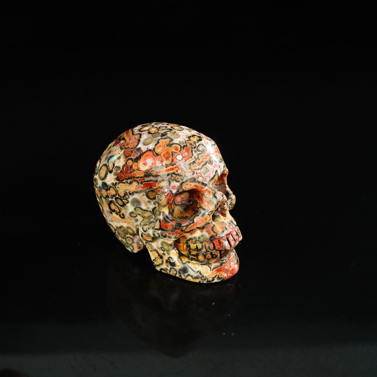 2.2" Red Leopard skin stone Crystal Skull Carving - Unique Piece #LS18