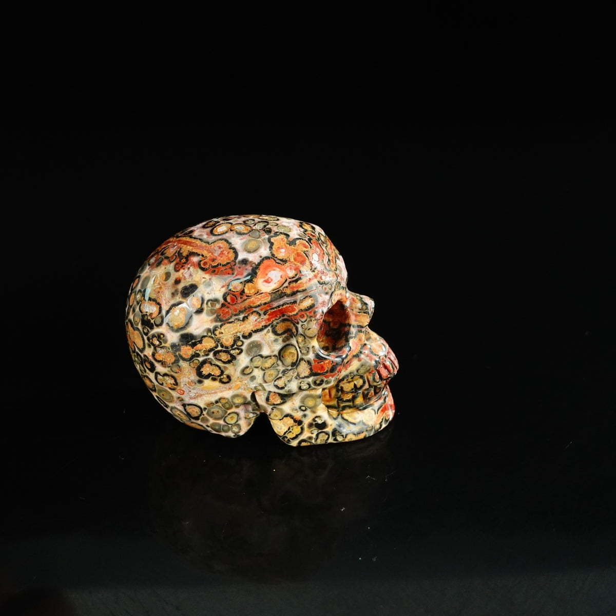2.2" Red Leopard skin stone Crystal Skull Carving - Unique Piece #LS18