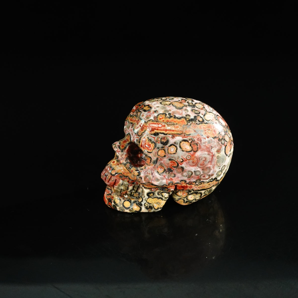 2.2" Red Leopard skin stone Crystal Skull Carving - Unique Piece #LS18