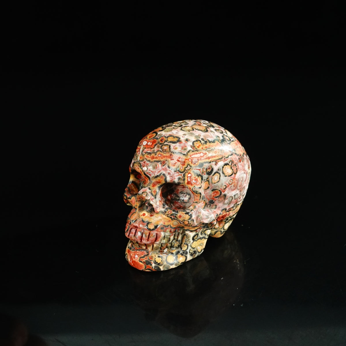 2.2" Red Leopard skin stone Crystal Skull Carving - Unique Piece #LS18