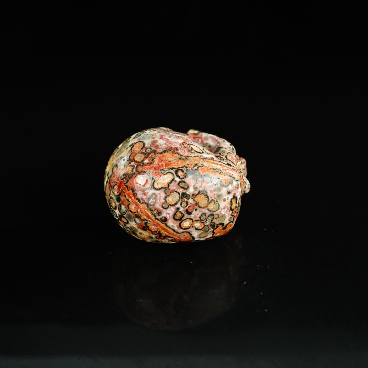 2.2" Red Leopard skin stone Crystal Skull Carving - Unique Piece #LS18