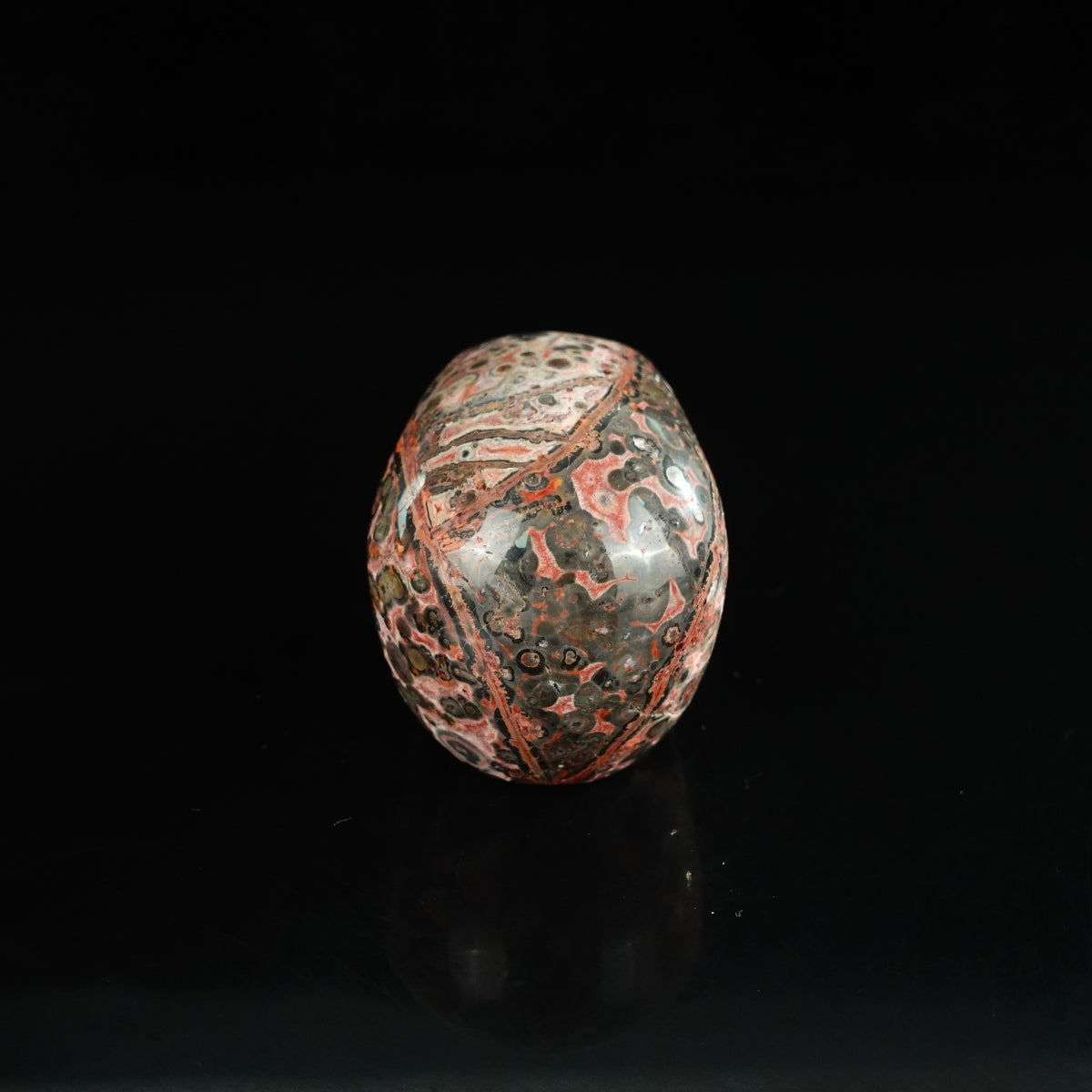 2.2" Red Leopard skin stone Crystal Skull Carving - Unique Piece #LS19