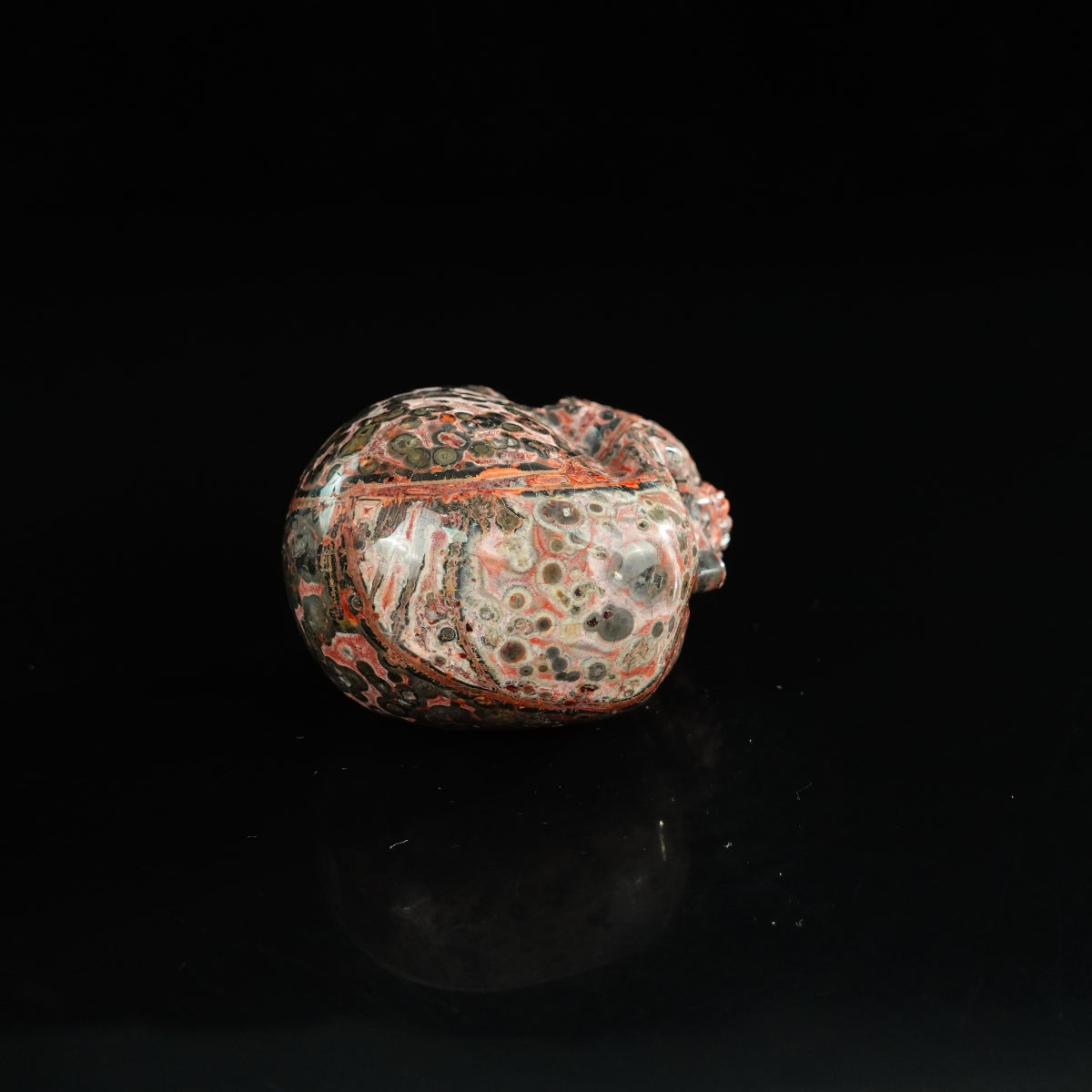 2.2" Red Leopard skin stone Crystal Skull Carving - Unique Piece #LS19