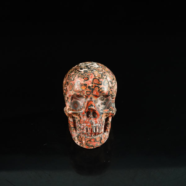 2.2" Red Leopard skin stone Crystal Skull Carving - Unique Piece #LS20
