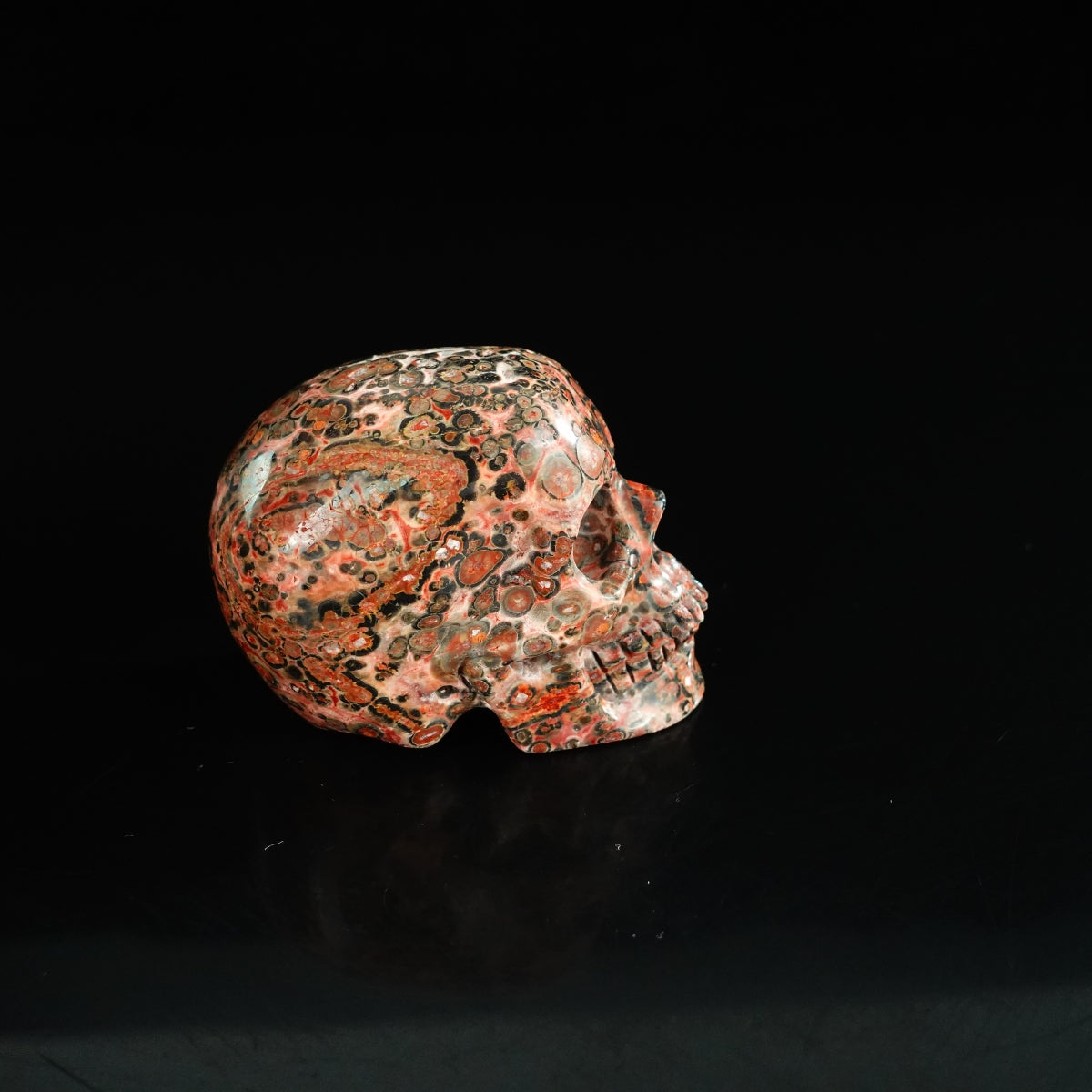 2.2" Red Leopard skin stone Crystal Skull Carving - Unique Piece #LS20