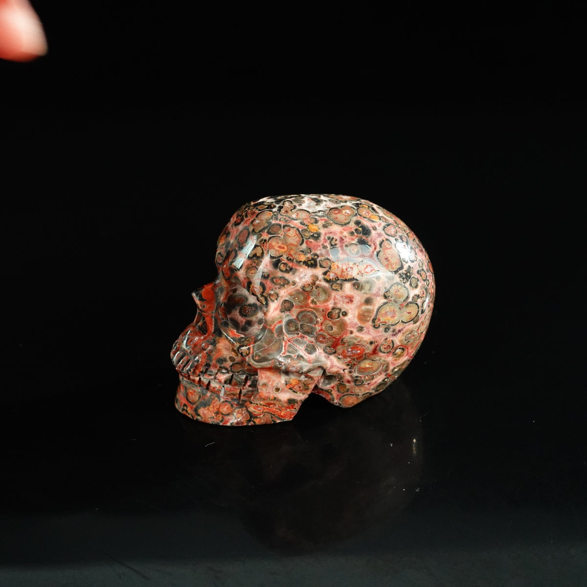 2.2" Red Leopard skin stone Crystal Skull Carving - Unique Piece #LS20