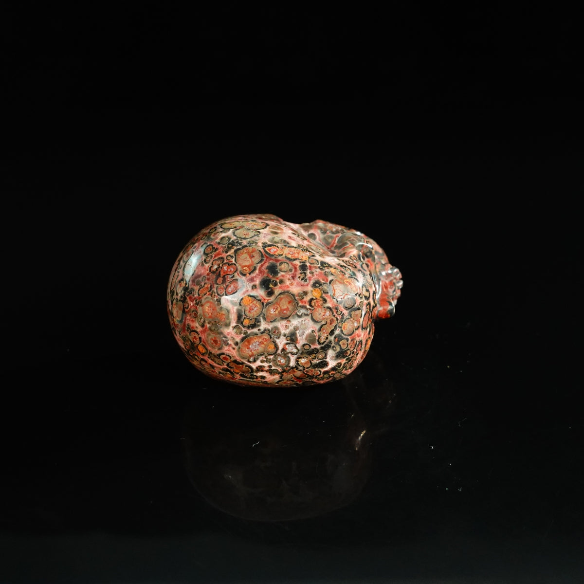 2.2" Red Leopard skin stone Crystal Skull Carving - Unique Piece #LS20