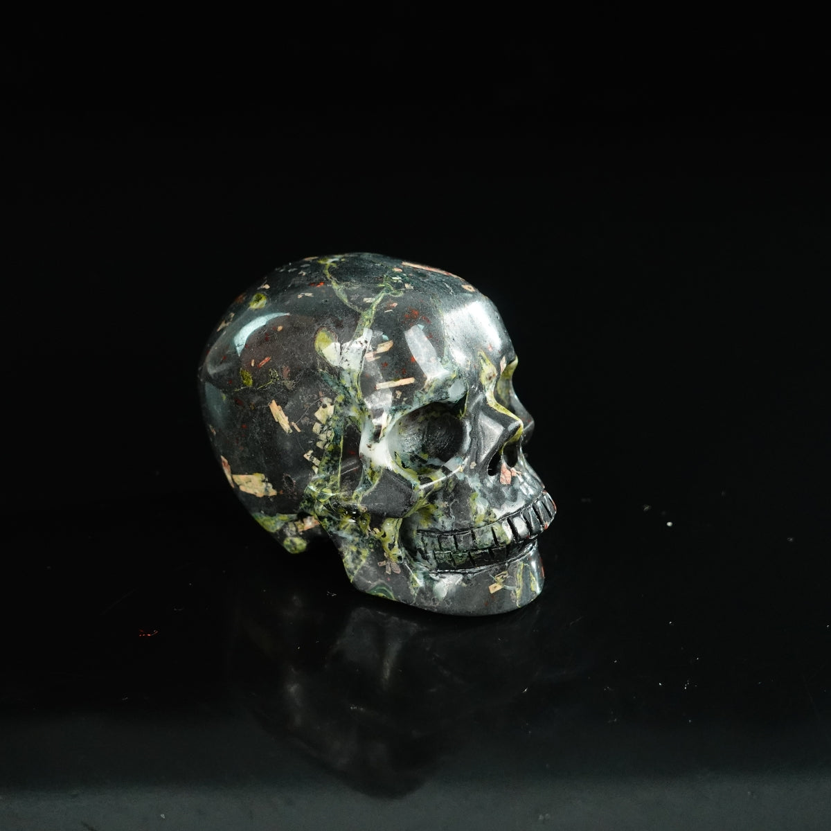 2.2" Plum Blossom Jade Crystal Skull Carving - Unique Piece #PB03