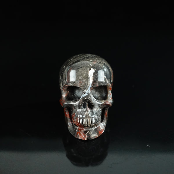 2.2" Red Crazy Lace Agate Crystal Skull Carving - Unique Piece #RC01