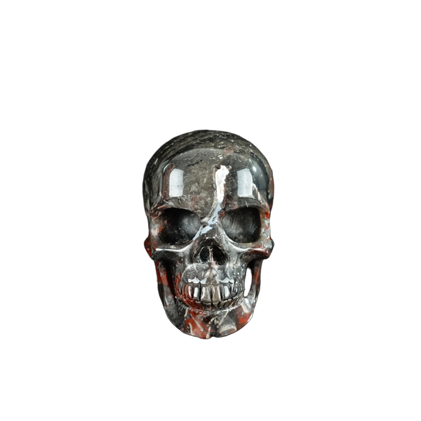 2.2" Red Crazy Lace Agate Crystal Skull Carving - Unique Piece #RC01