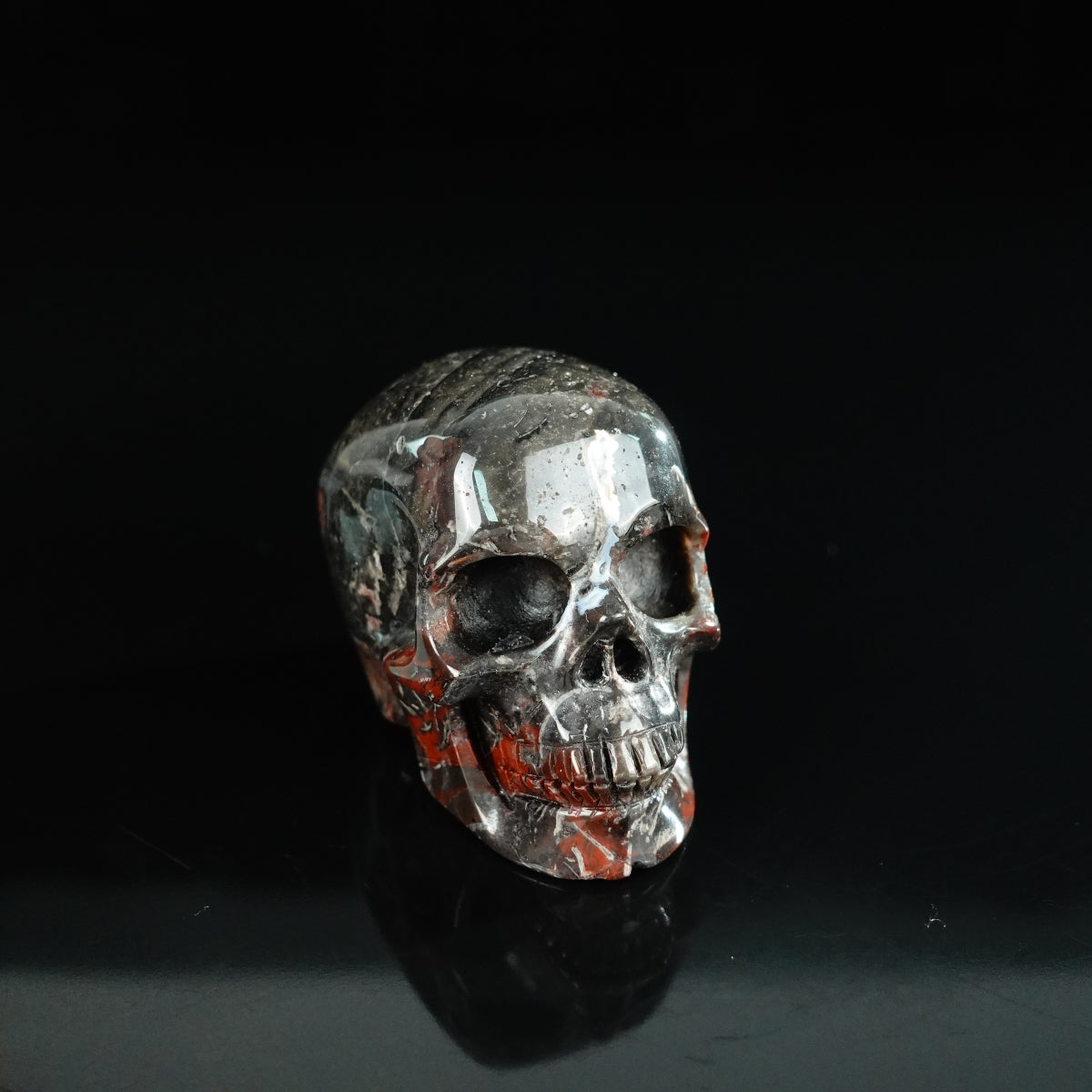 2.2" Red Crazy Lace Agate Crystal Skull Carving - Unique Piece #RC01