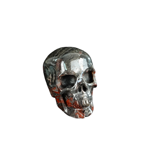 2.2" Red Crazy Lace Agate Crystal Skull Carving - Unique Piece #RC01 - alternate view