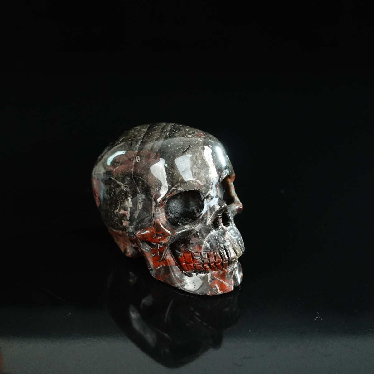 2.2" Red Crazy Lace Agate Crystal Skull Carving - Unique Piece #RC01