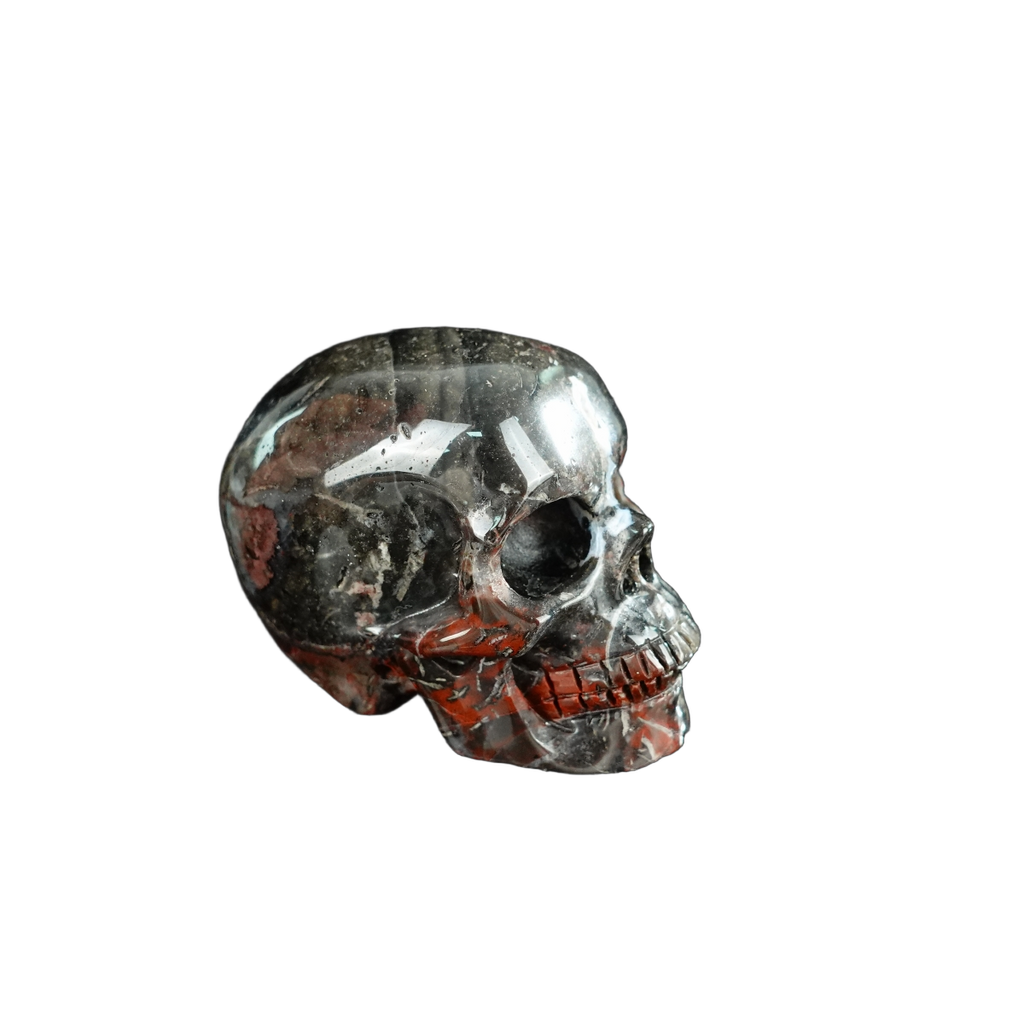 2.2" Red Crazy Lace Agate Crystal Skull Carving - Unique Piece #RC01