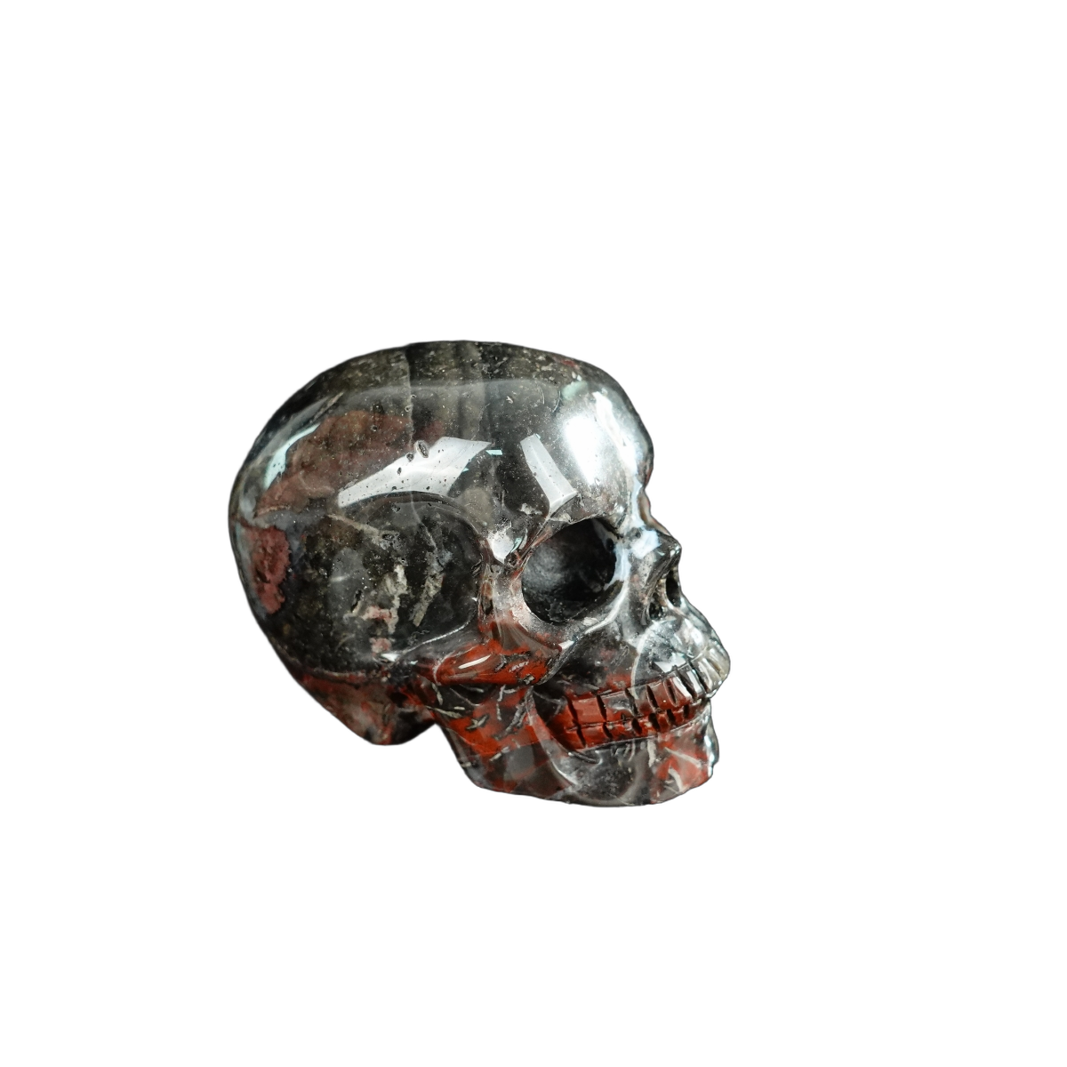 2.2" Red Crazy Lace Agate Crystal Skull Carving - Unique Piece #RC01