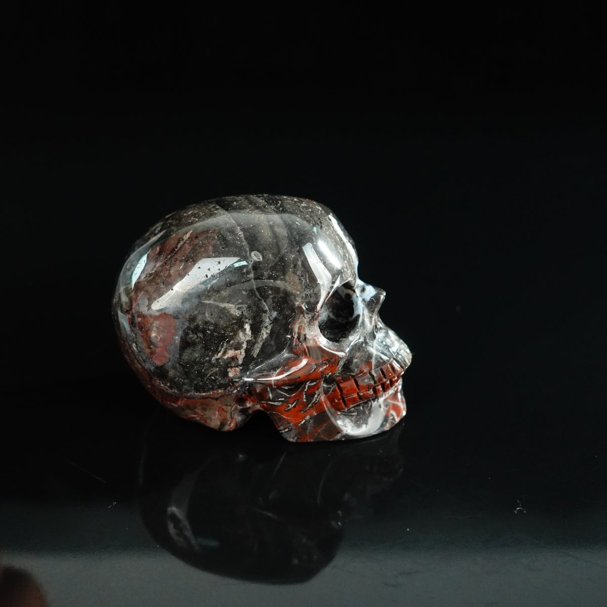 2.2" Red Crazy Lace Agate Crystal Skull Carving - Unique Piece #RC01