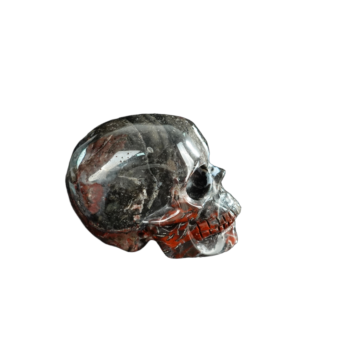 2.2" Red Crazy Lace Agate Crystal Skull Carving - Unique Piece #RC01