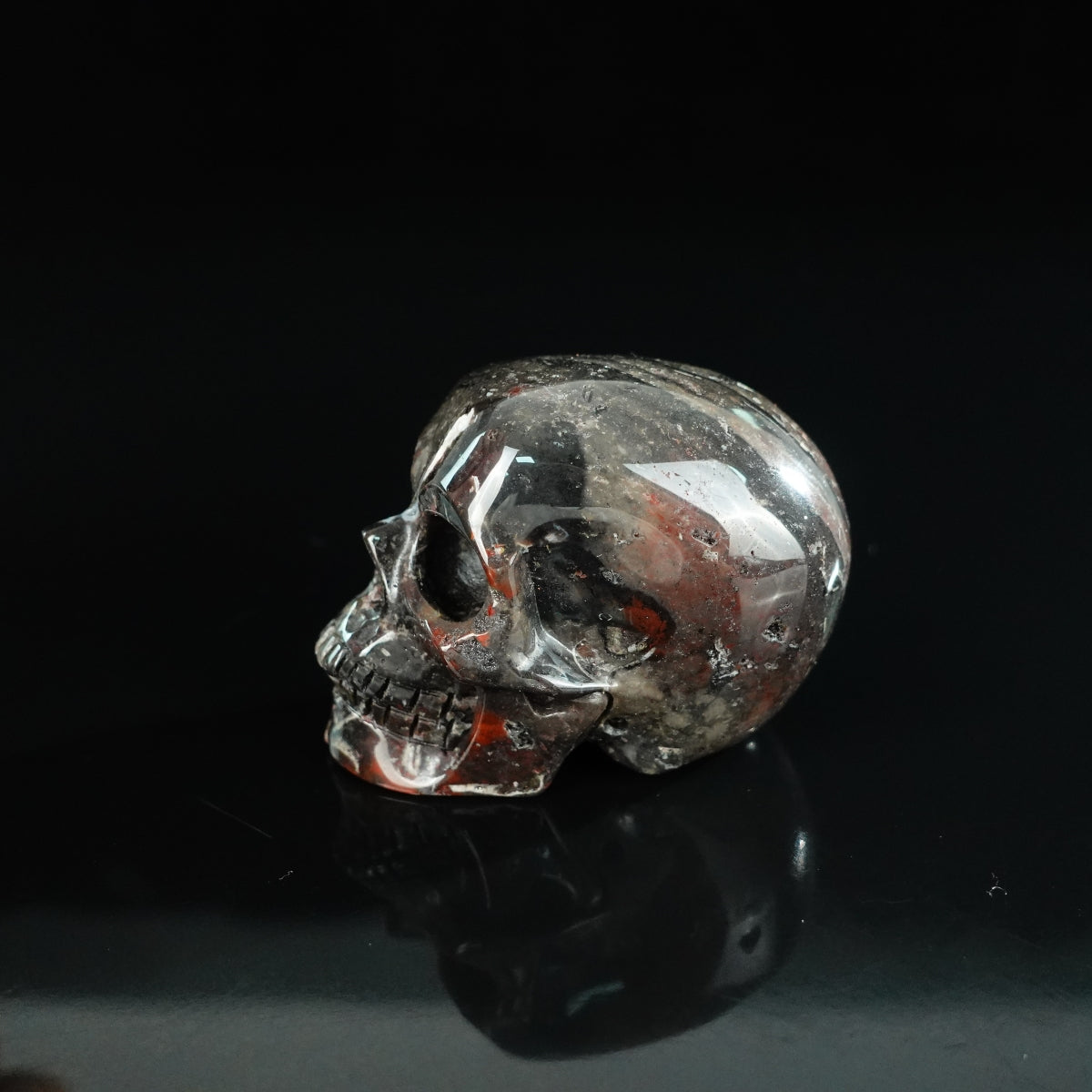 2.2" Red Crazy Lace Agate Crystal Skull Carving - Unique Piece #RC01