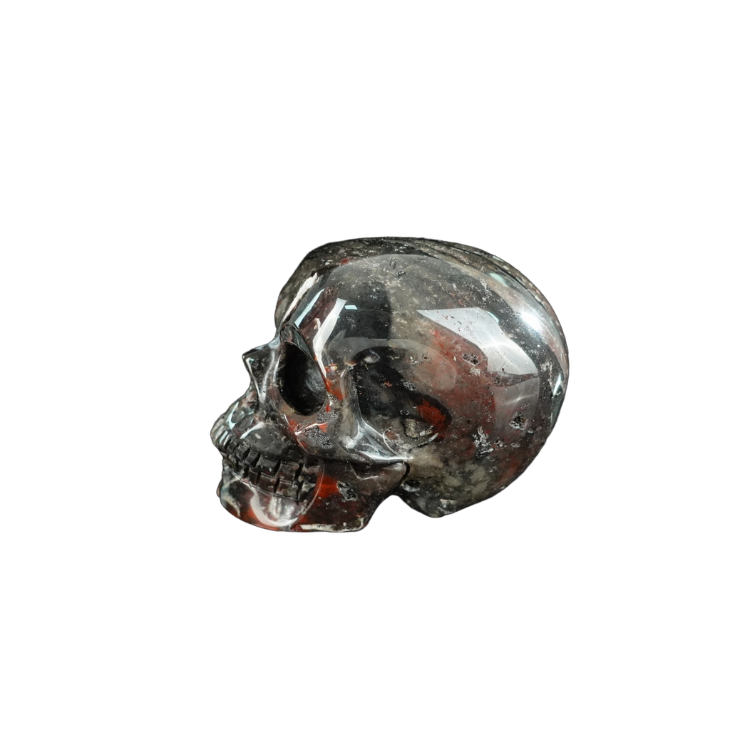 2.2" Red Crazy Lace Agate Crystal Skull Carving - Unique Piece #RC01
