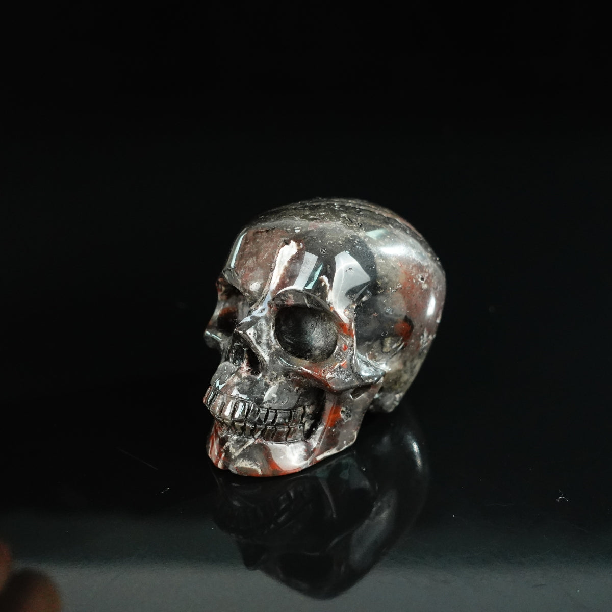 2.2" Red Crazy Lace Agate Crystal Skull Carving - Unique Piece #RC01
