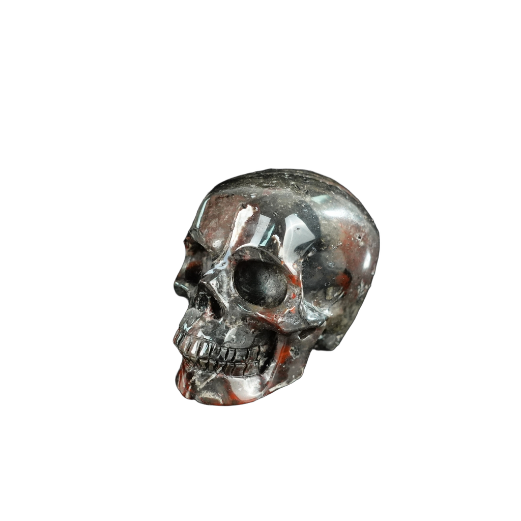 2.2" Red Crazy Lace Agate Crystal Skull Carving - Unique Piece #RC01