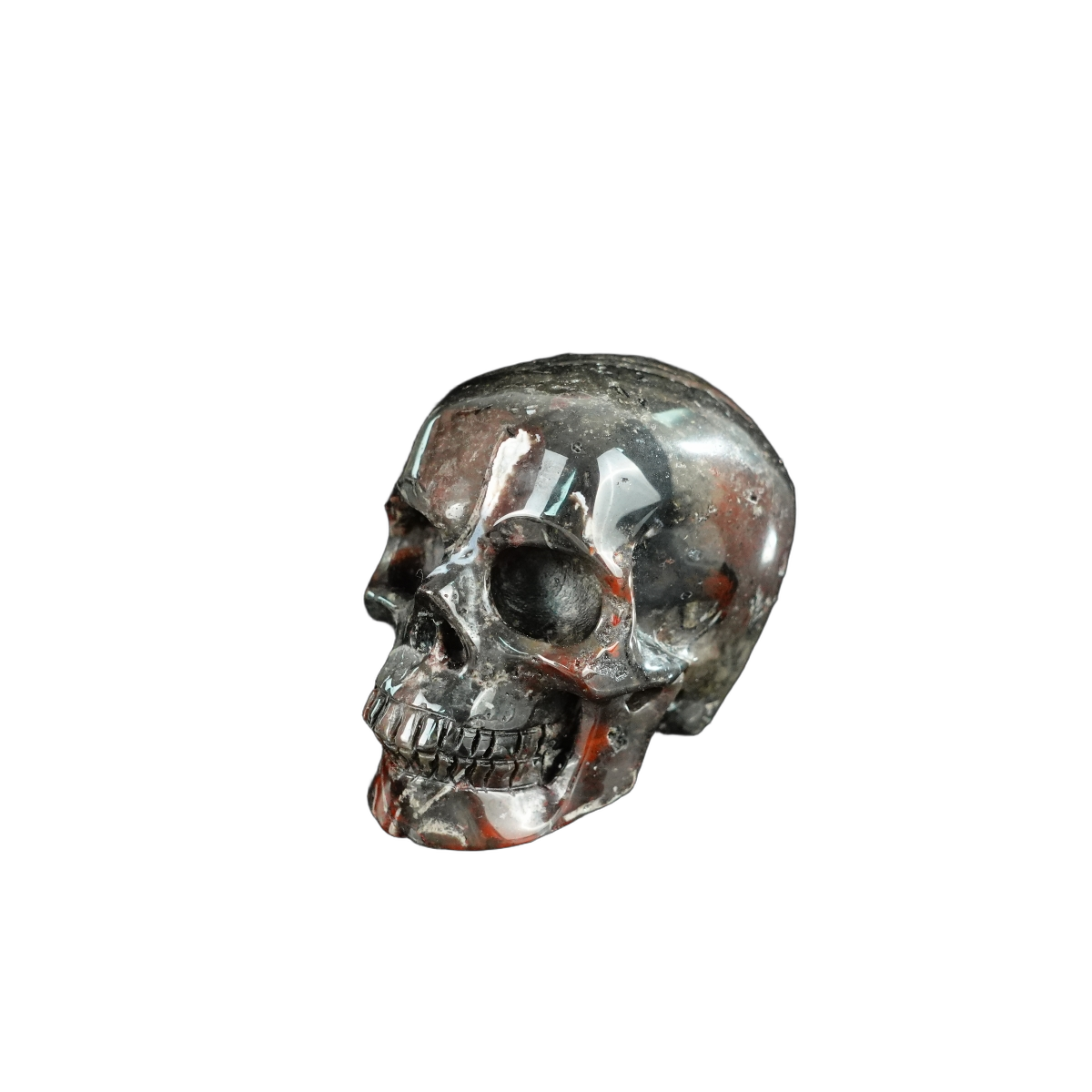 2.2" Red Crazy Lace Agate Crystal Skull Carving - Unique Piece #RC01