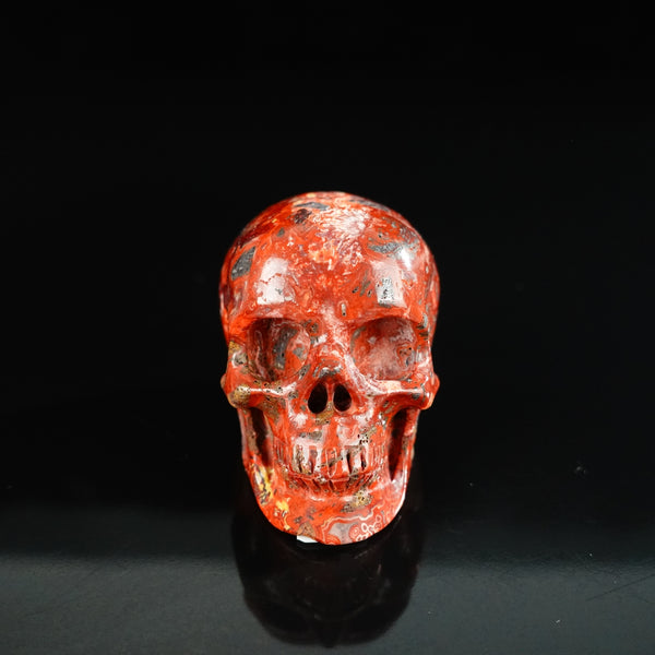 2.2" Red Crazy Lace Agate Crystal Skull Carving - Unique Piece #RC02